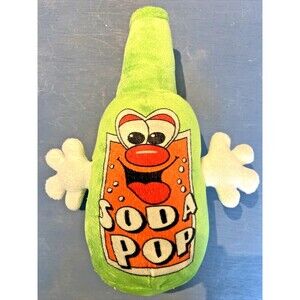 SODA POP PLUSH Toy STUFFED ANIMAL DOLL DRINK GREEN EMOJI FACE PALS kellytoy